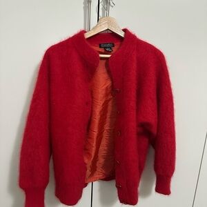 Venesha excellent quality angora red sweater cardigan.